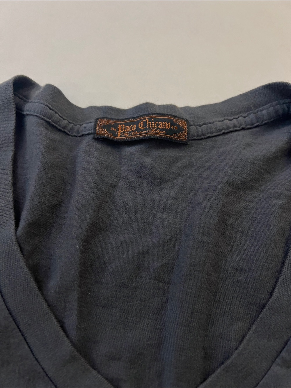Vintage Y2K Christian Audigier Paco Chicano Black Cherub Cotton top Size XS - Picture 4 of 13